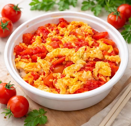 Scrambled Eggs and Tomatoes over Rice 西红柿炒鸡蛋盖饭(酸甜口)🍅🥚